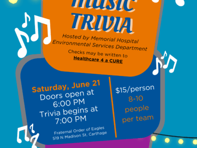 MEMORIAL HOSPITAL ENVIRONMENTAL SERVICES DEPARTMENT TO HOST MUSIC TRIVIA NIGHT BENEFITING HANCOCK COUNTY FIGHTS CANCER
