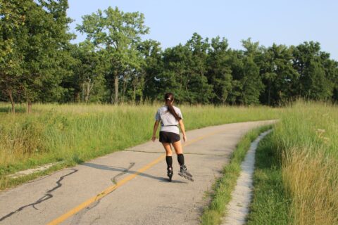 woman roller blading